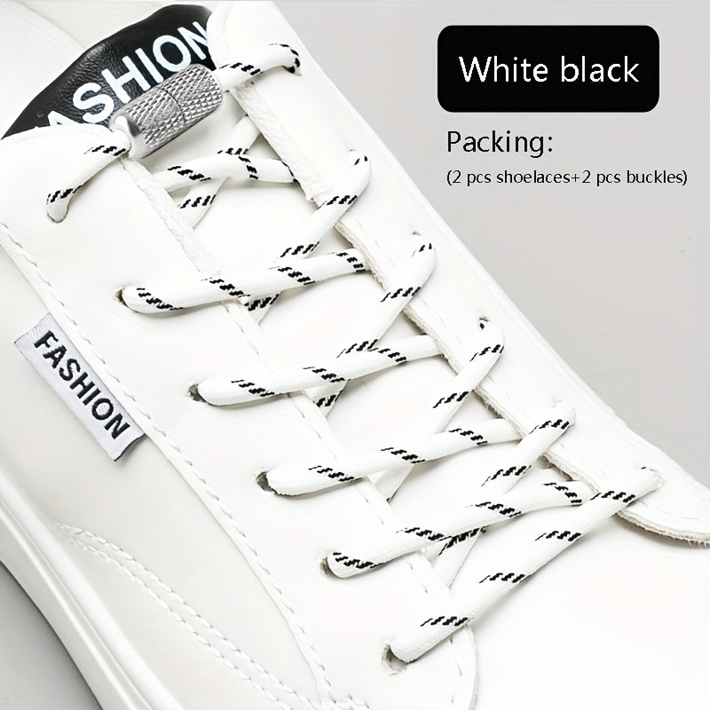 Unisex Elastic No-Tie Shoelaces Round Tapered Durable Acetate Cord