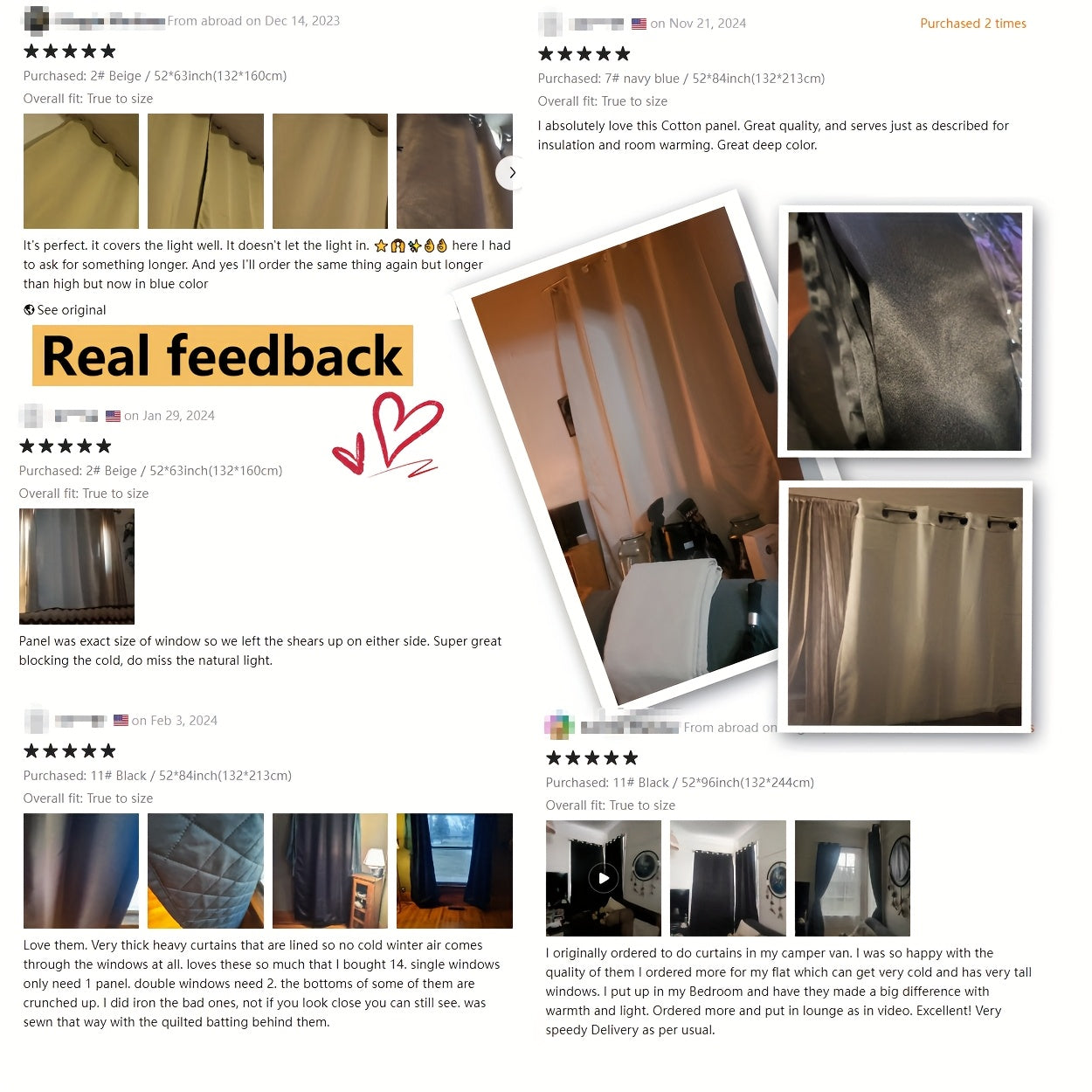 Thermal Curtains Insulated Window and Door Blockout for Winter Modern Home