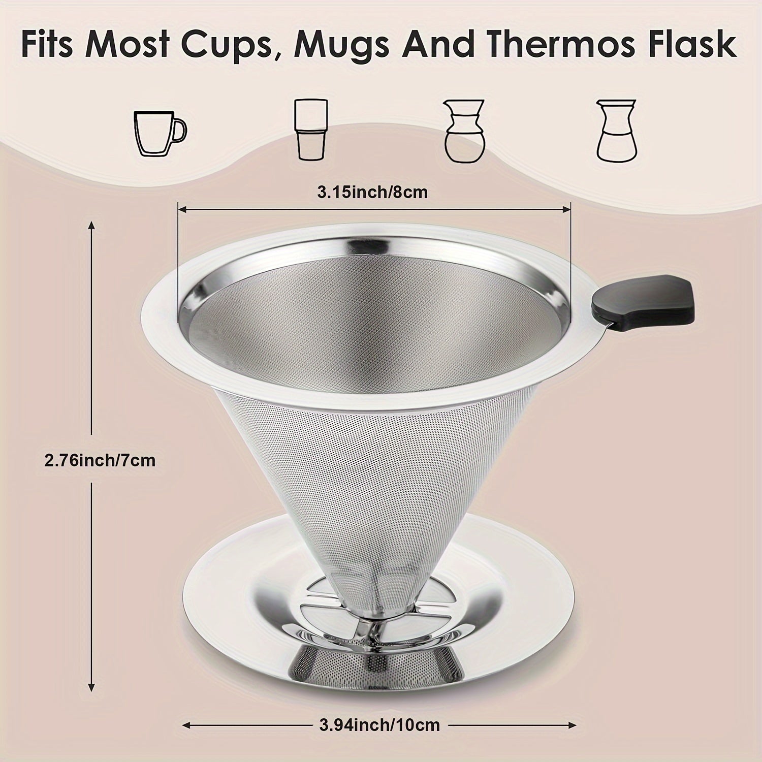 Stainless Steel Coffee Filter Reusable Double-Layer for Pourover Brewing