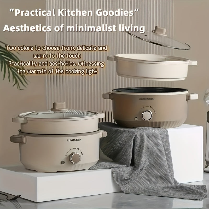 Электрический горячий горшок из нержавеющей стали с большой емкостью, пароваркой и регулятором температуры