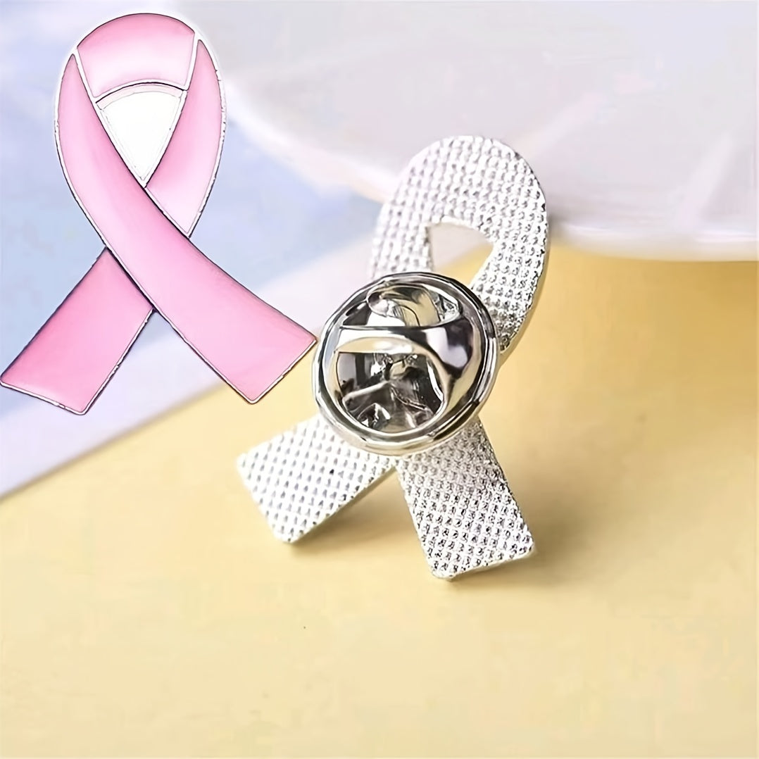 Pink Ribbon Brooch Pins 50-Pack Zinc Alloy Breast Cancer Awareness Jewelry