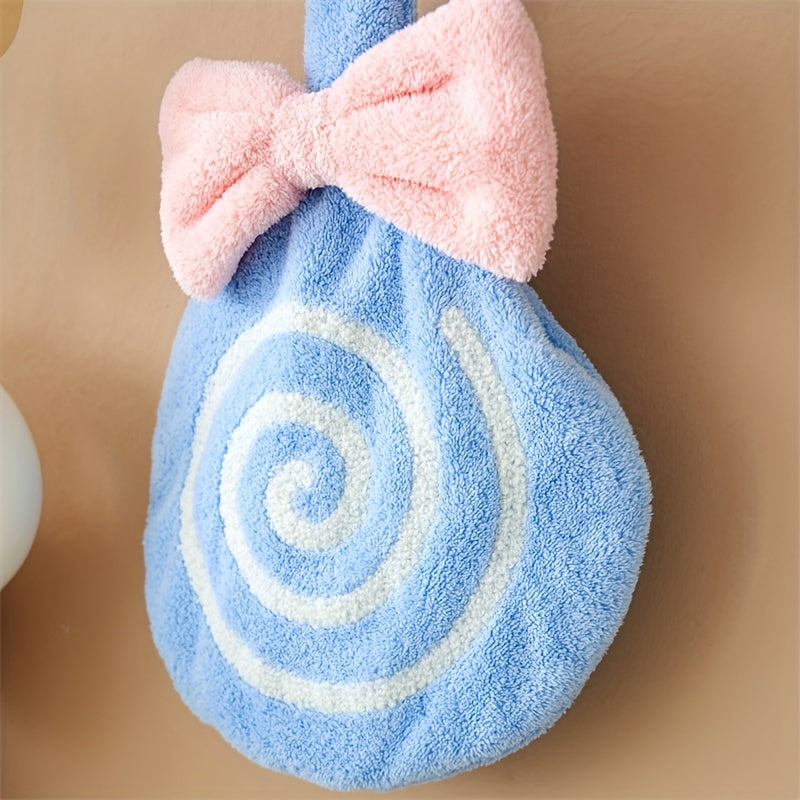 Absorbent Kitchen and Bathroom Wipes Ultra-Soft Coral Fleece Hanging Towel with Lollipop Design