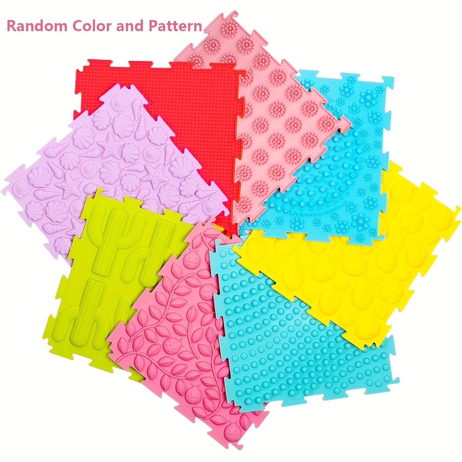 Set of 8 Interlocking Play Mats for Sensory and Indoor Outdoor Use Waterproof Rubber Floor Puzzle