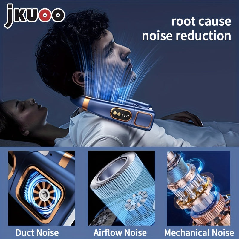 Portable Bladeless Neck Fan with Dual Motors LED Display Hands-Free Rechargeable USB for Travel Outdoor