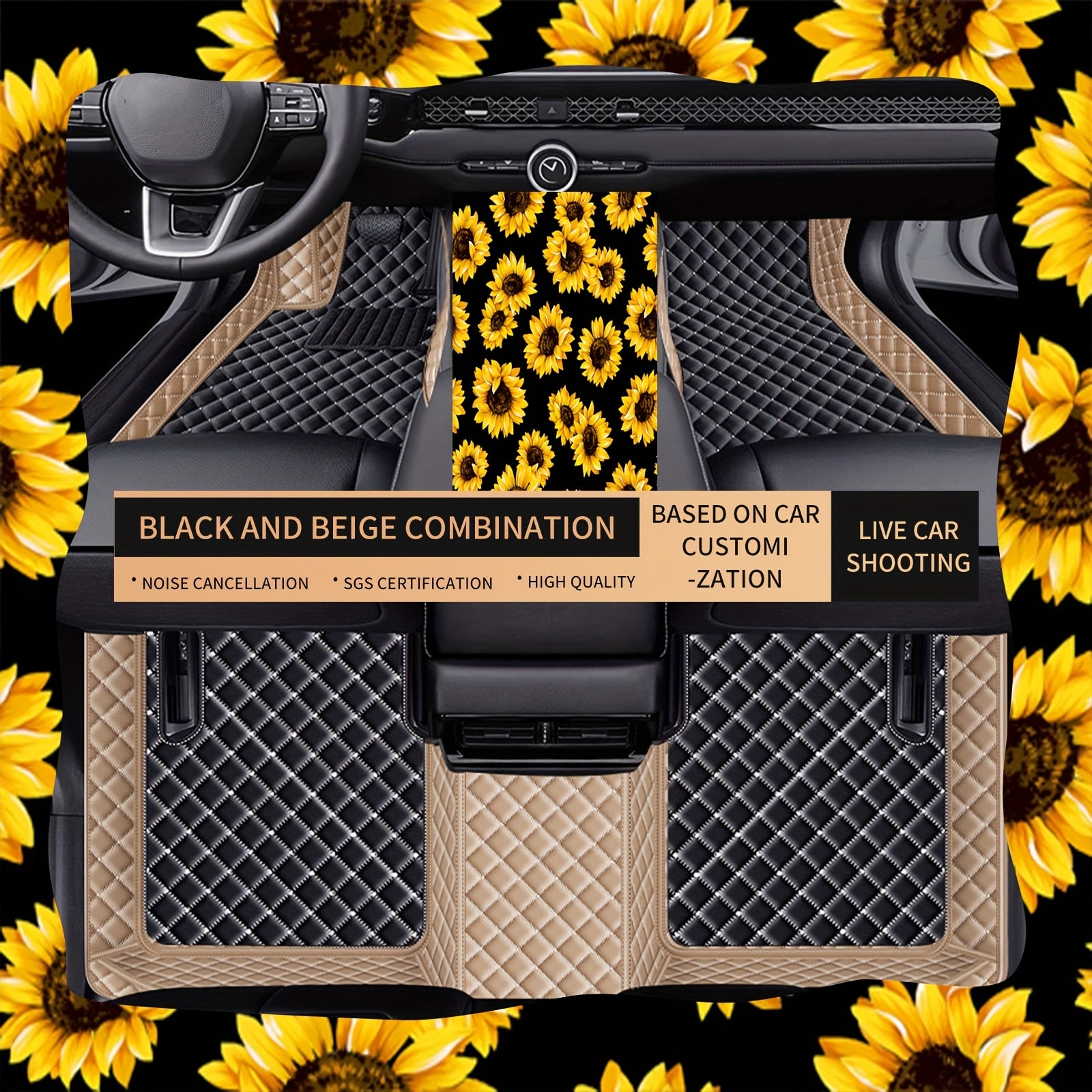 Alfombrillas de suelo de imitación cuero para coche SUV duraderas y fáciles de limpiar patrón a cuadros