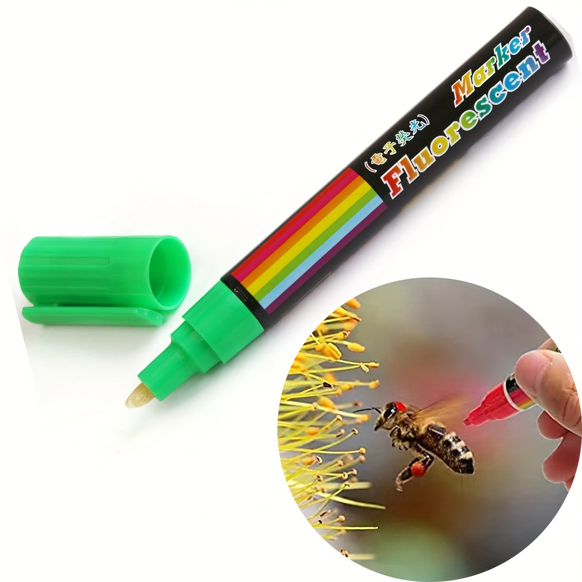 Plastic Queen Bee Push-Through Cage Marker Pen Green for Urban Beekeeping