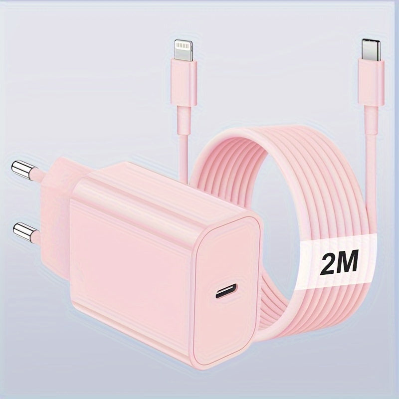 iPhone, iPad, Android uchun 10W USB-C zaryadlovchi, Yevropa rozetkasi, pushti