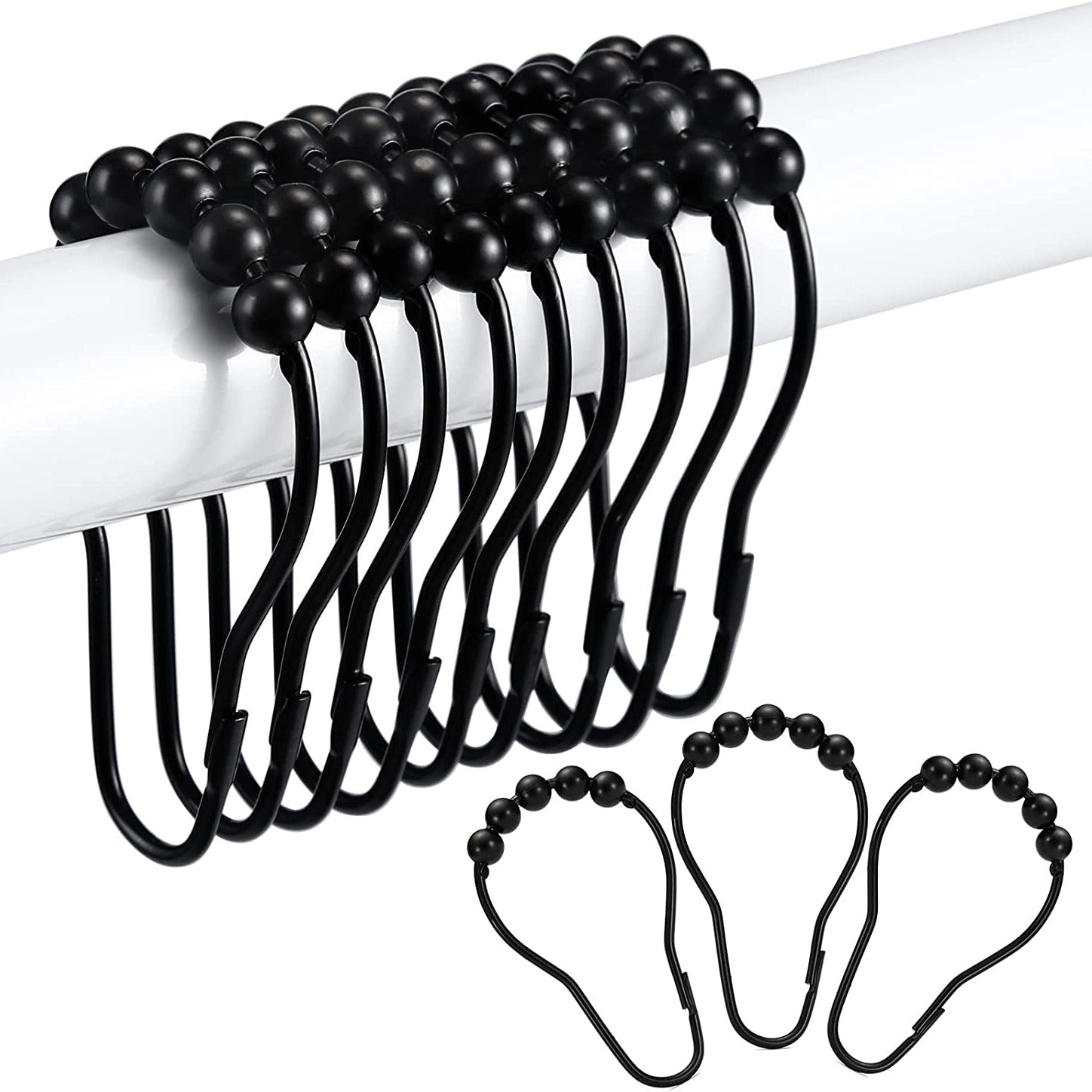 Nickel Shower Curtain Rings Set of 12 Rust-Resistant Metal Bathroom Curtain Holders