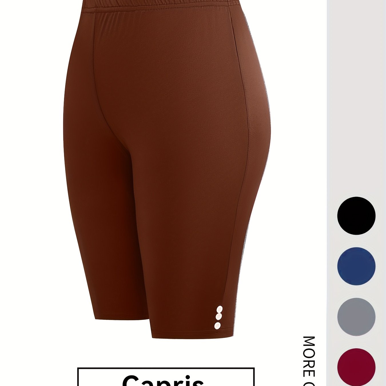 Women's High-Waisted Stretch Capri Leggings Yoga Workout Shorts Solid Color