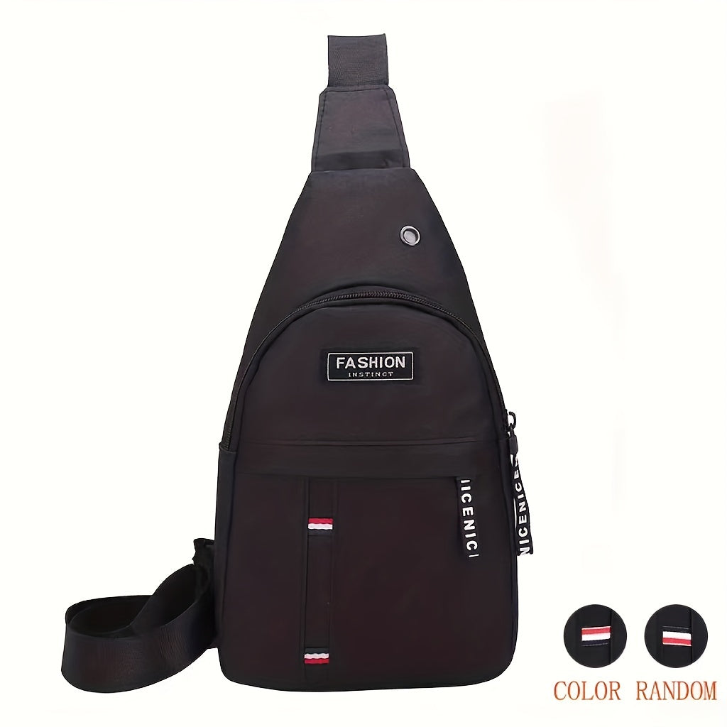 Men's Black Oxford Sling Bag with Adjustable Strap and Multiple Compartments