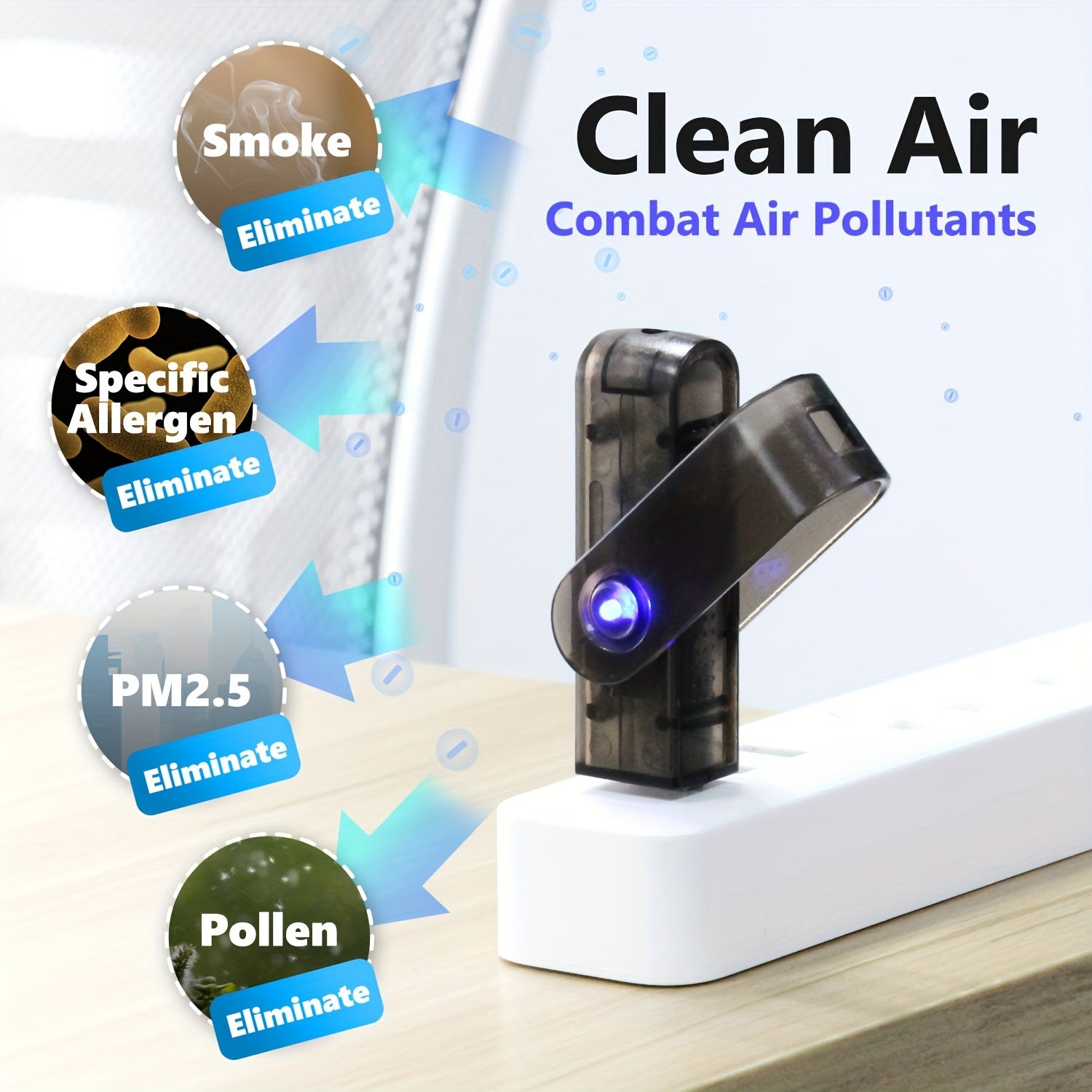 Mini Portable USB Air Purifier Negative Ion Freshener for Car Office Home