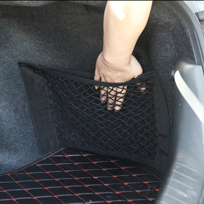 Universal Car Seat Back Storage Bag with Elastic Rope Net Organizer