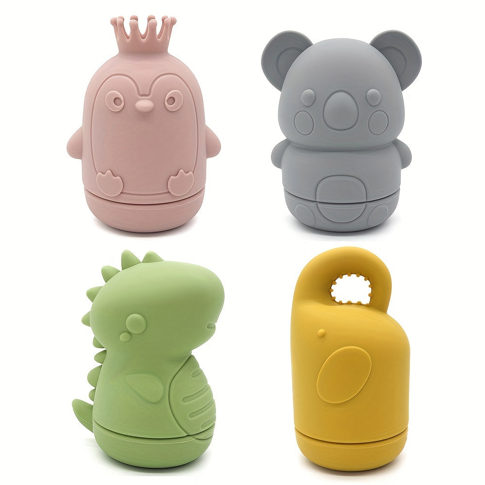 Set of 4 Silicone Animal Bath Toys for Kids Vibrant Child-Safe Shower Play