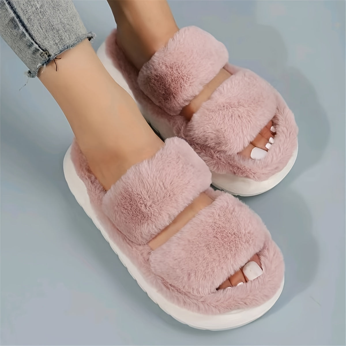 Women's Solid Color Slippers Open Toe Indoor Comfortable Shoes