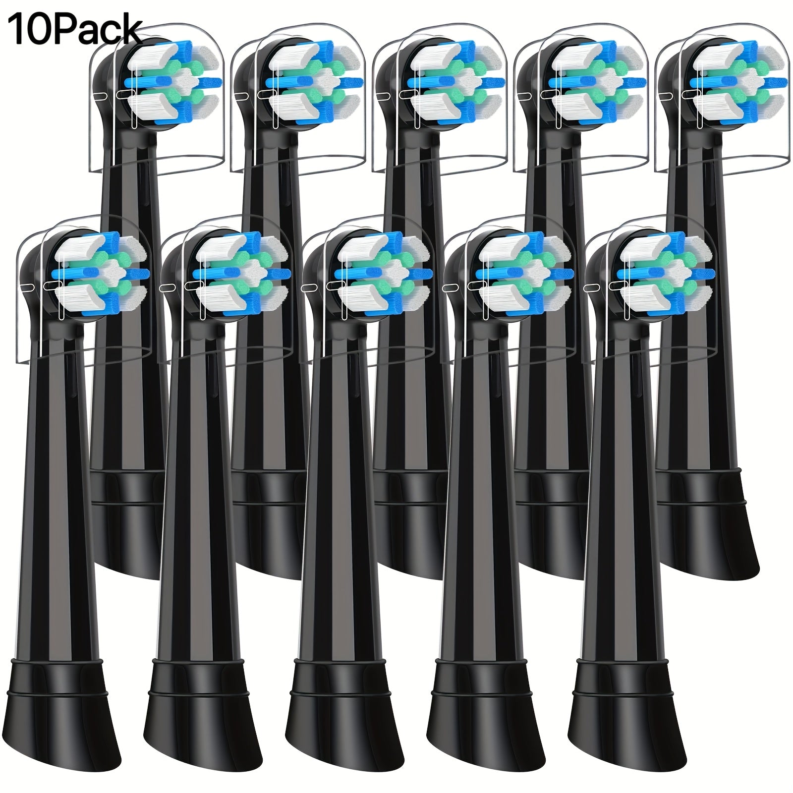 Pack of 8 White Green Electric Toothbrush Replacement Heads High-Density Bristles