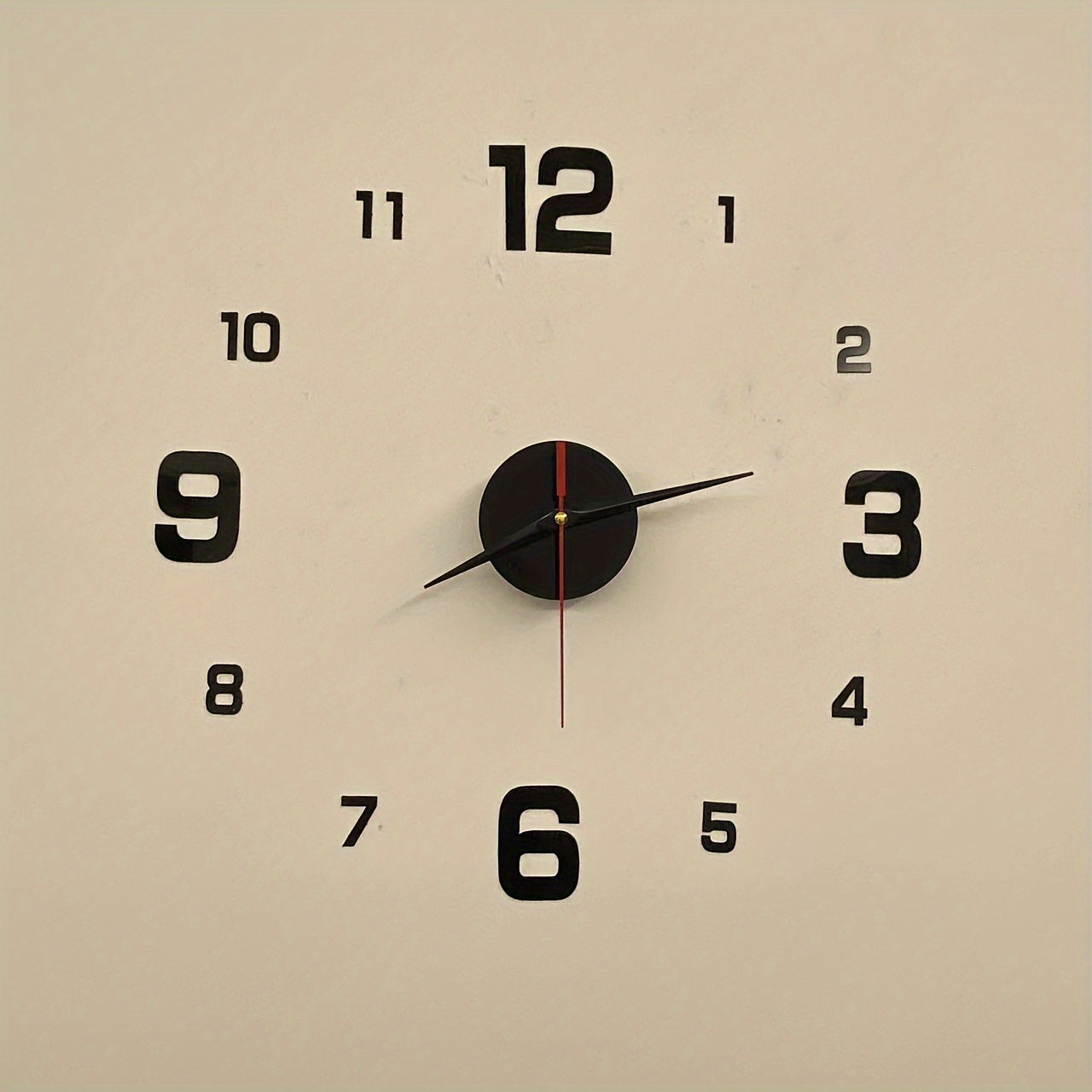 Nordic Style DIY Self-Adhesive Silent Wall Clock with Acrylic Cover 40cm Black Silver Gold
