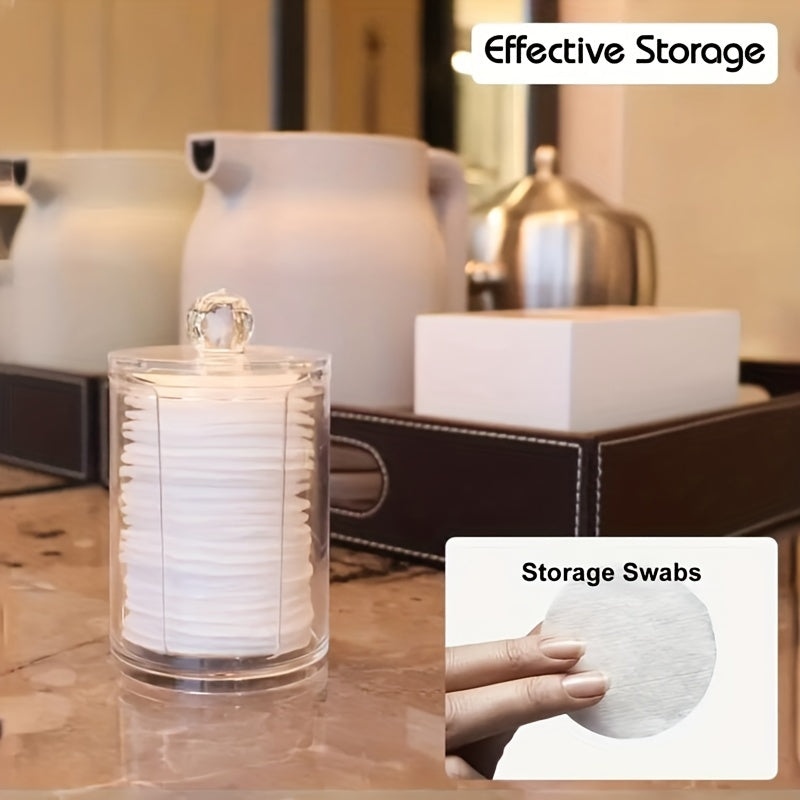 Clear Acrylic Makeup Organizer with Pad Swab Holder and Storage Jar