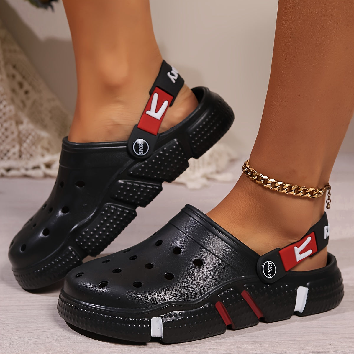 Unisex Hollow Design Clogs Breathable Summer Beach Slide Shoes