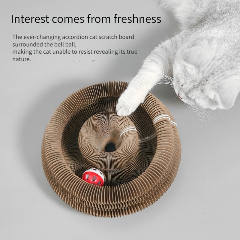 Cardboard Cat Toy with Bell for Scratching and Entertainment