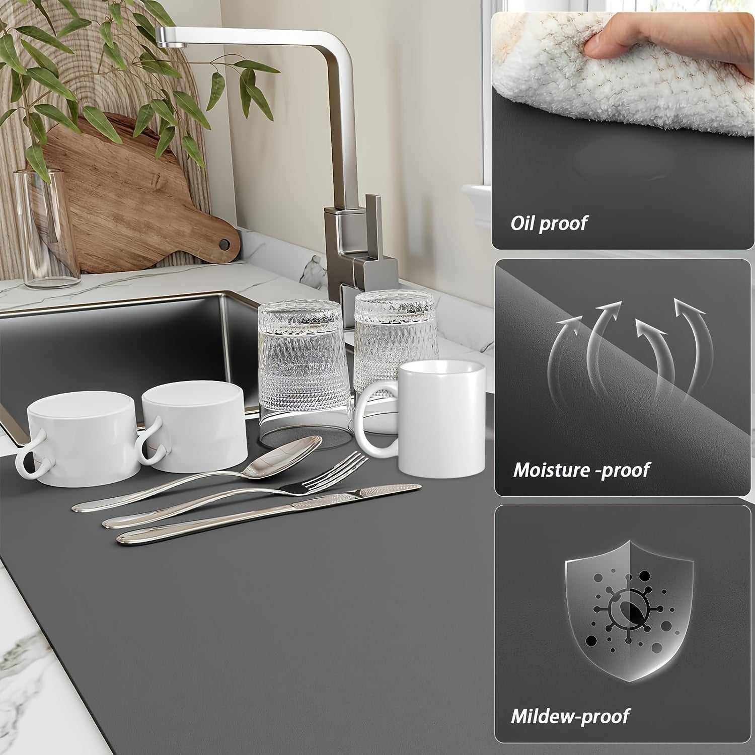 Ultra-Absorbent Rubber Drying Mat with Non-Slip Surface and Splash Guard
