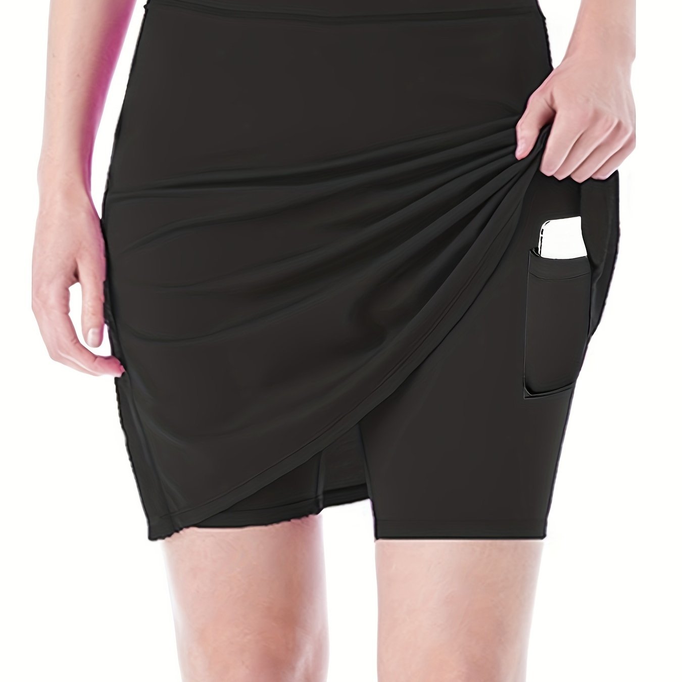 Women's High-Waisted Stretch Sports Shorts with Pockets Light Gray