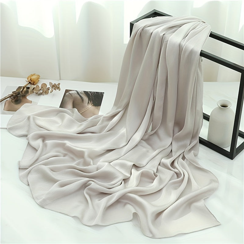 Women's Solid Color Pleated Hijab Scarf for Casual Wear Shawl Head Wrap