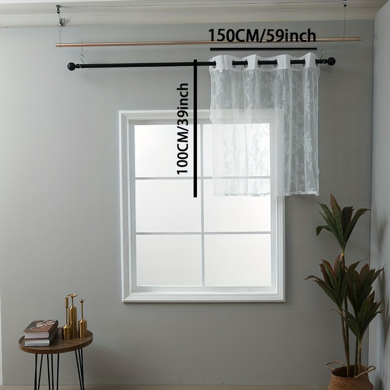 Floral Lace Curtain for Homes Perforated Sheer 1 Piece