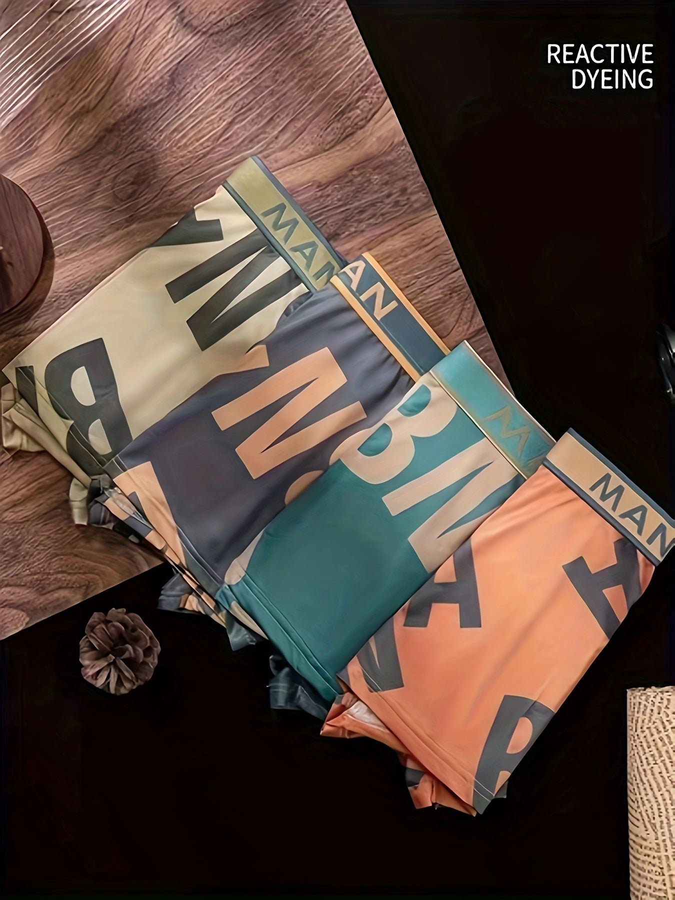 Men's Boxer Briefs Set of 4 High Elastic Breathable Polyester with Letter Print Multicolor