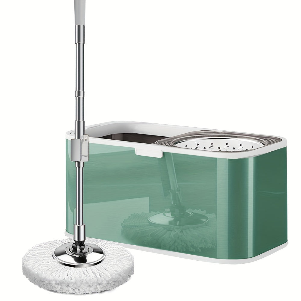 Stainless Steel Spin Mop and Bucket Set No Hands Cleaning for Home and Kitchen