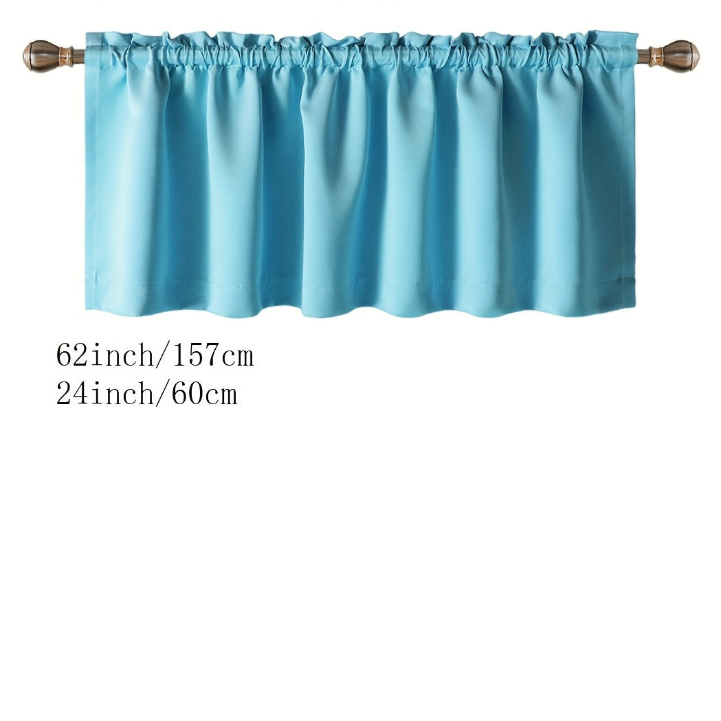 Blackout Insulated Rod Pocket Window Valance for Kitchen Black