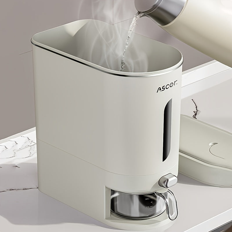 Katta hajmli avtomatik guruch dozatori - namlik va hasharotlarga qarshi, qayta ishlatiladigan plastmassa saqlash konteyneri, oshxona tashkilotchisi, 9.98kg.