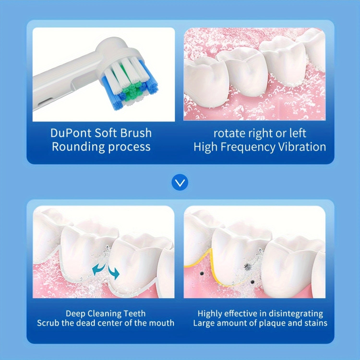 Cepillo de dientes eléctrico rotatorio para adultos con 2 cabezales, estuche de viaje y 3 modos