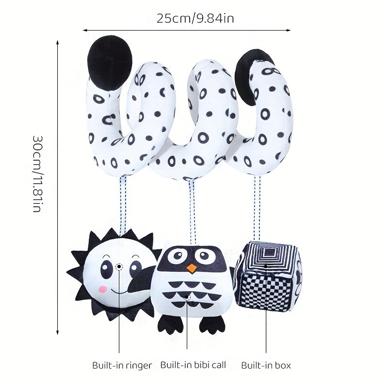 Black and White Baby Hanging Toys with Animal Designs for Strollers and Car Seats