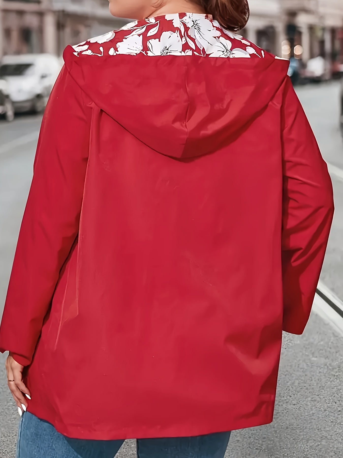 Стильная reversible куртка с капюшоном для женщин, ветрозащитная и машинной стирки, с шикарным растительным принтом. Идеально подходит для осени/зимы.