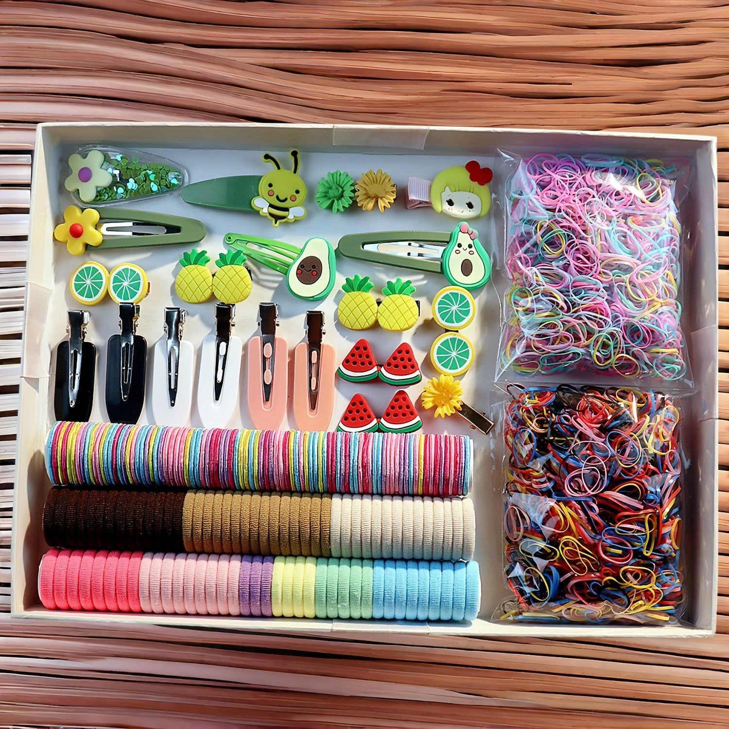 Women's Hair Accessory Set Includes Bowknot Clips Ties Loops for Daily and School Hairstyles