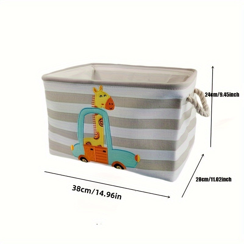 Grey Lion Design Laundry Basket for Toys and Clothing Storage