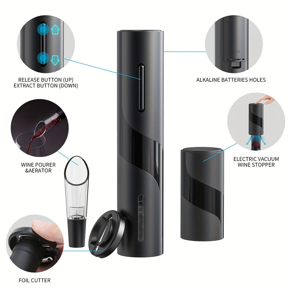 Elektr quvvatli vino shishasi ochgich to'plami, folga kesgich va vakuum yopgich bilan