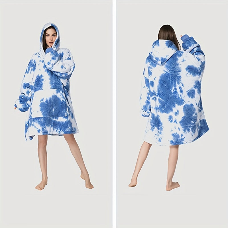 Wearable Blanket Hoodie for Women and Men Oversized Sherpa Hooded Sweatshirt with Large Pocket