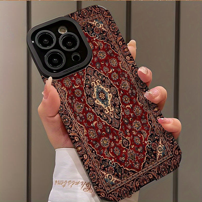 Retro Nordic American Ethnic Pattern TPU Phone Case for iPhone 16 Pro Max with Silicone Drop Protection