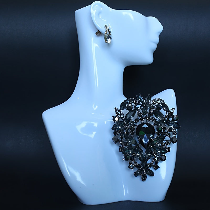 Large Crystal Glass Brooch Elegant Pin for Dresses and Sweaters