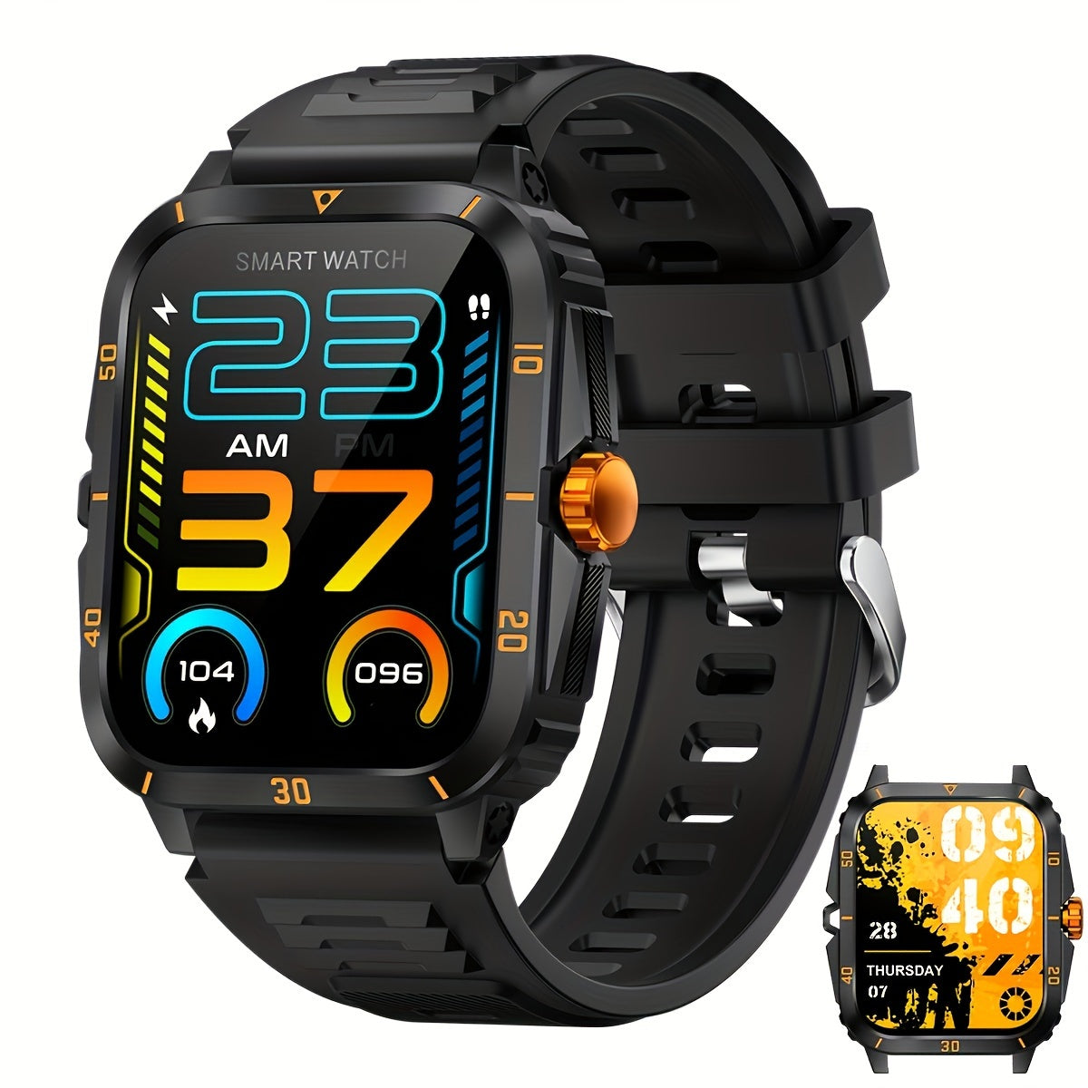 Smart Watch 1.96-Inch Wireless 5.3 Voice Assistant Exercise Recording Multi-Sports Water Resistant
