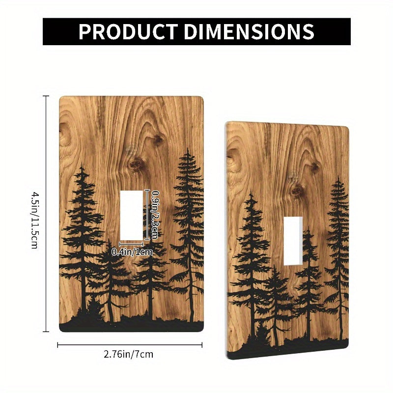 Farmhouse Pine Wood Grain Light Switch Cover No Wiring Needed Screw-In Plastic Wall Panel