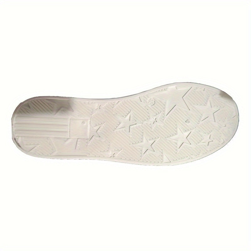 Men's White Skate Sneakers with Letter Embroidery, Casual Low-Top Shoes