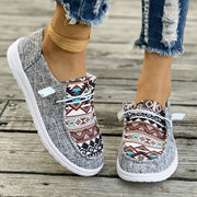 Women's Vintage Fabric Slip-On Sneakers with Random Print