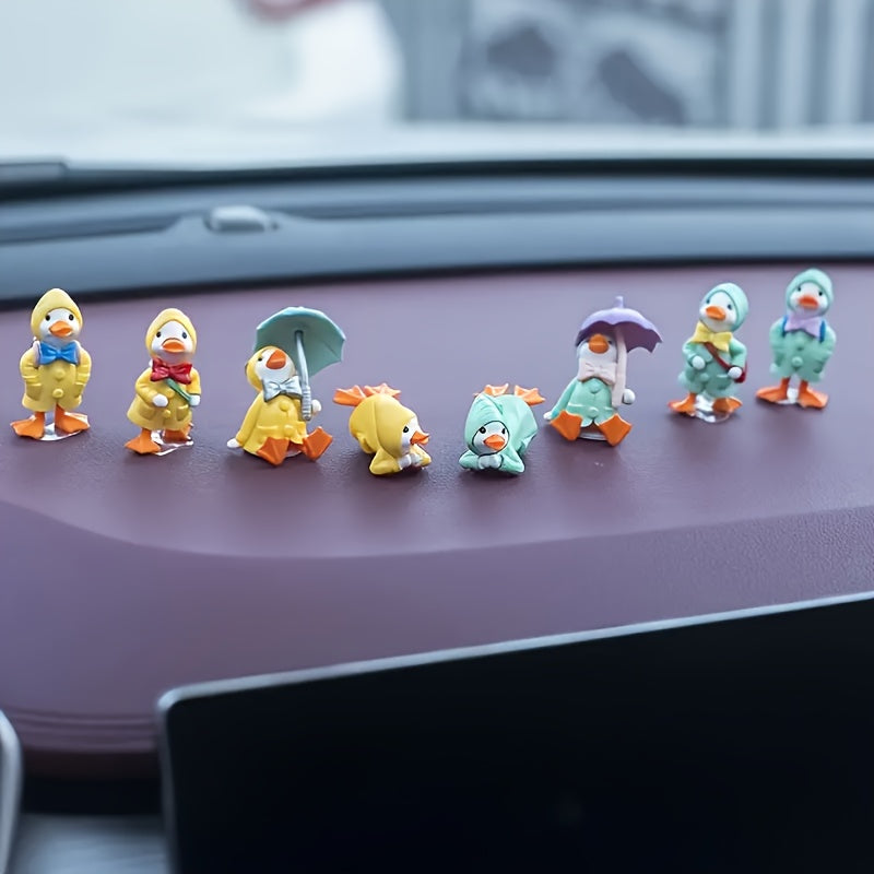 4Pcs Cute Duck Figurines Plastic Garden Decor Desktop Car Dashboard Accessories