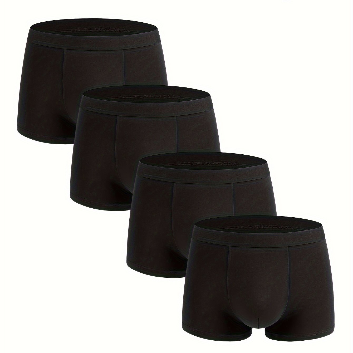 Men's Cotton Underwear 4-Pack Solid Color Breathable Flat Leg Shortie