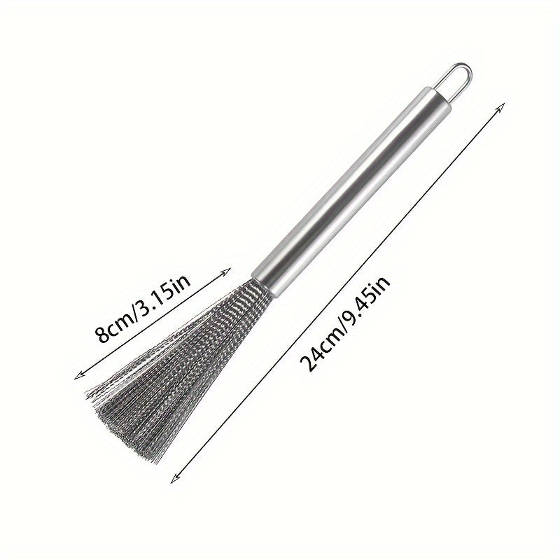 Stainless Steel Kitchen Brush with Long Handle for Pots and Pans Cleaning
