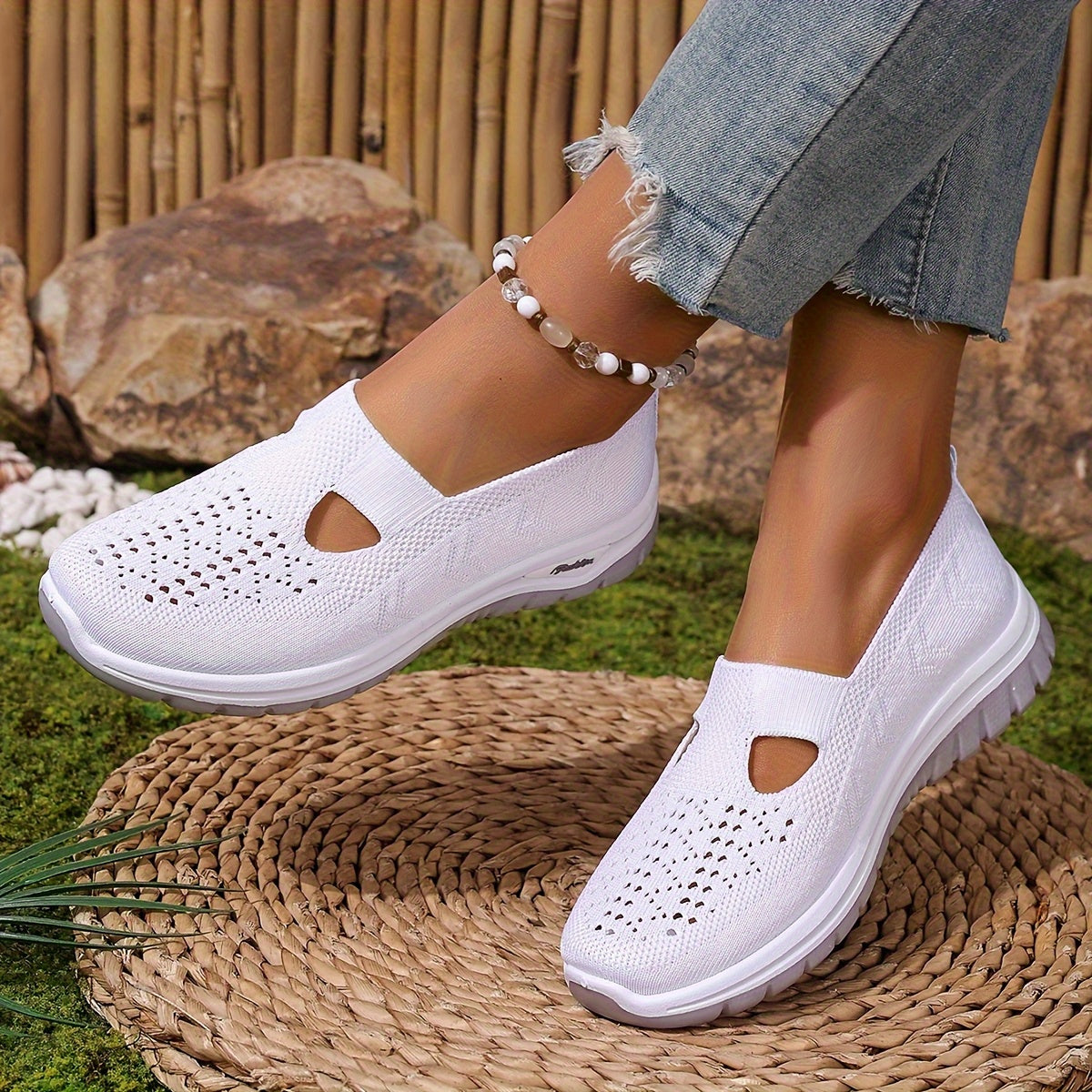 Women's Breathable Slip-On Sneakers - Lightweight Casual Fabric Shoes