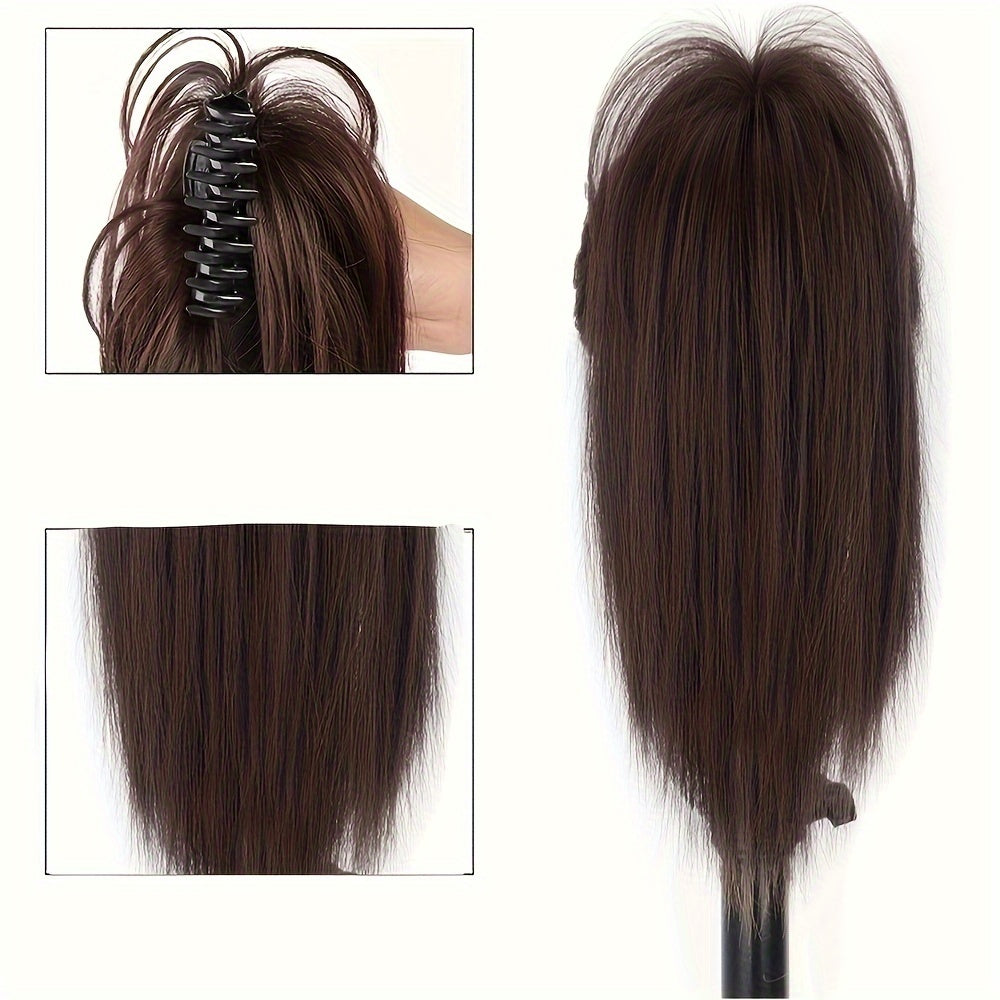 Women's Synthetic Claw Clip Ponytail Extension Medium Long Straight Hair for Daily Use