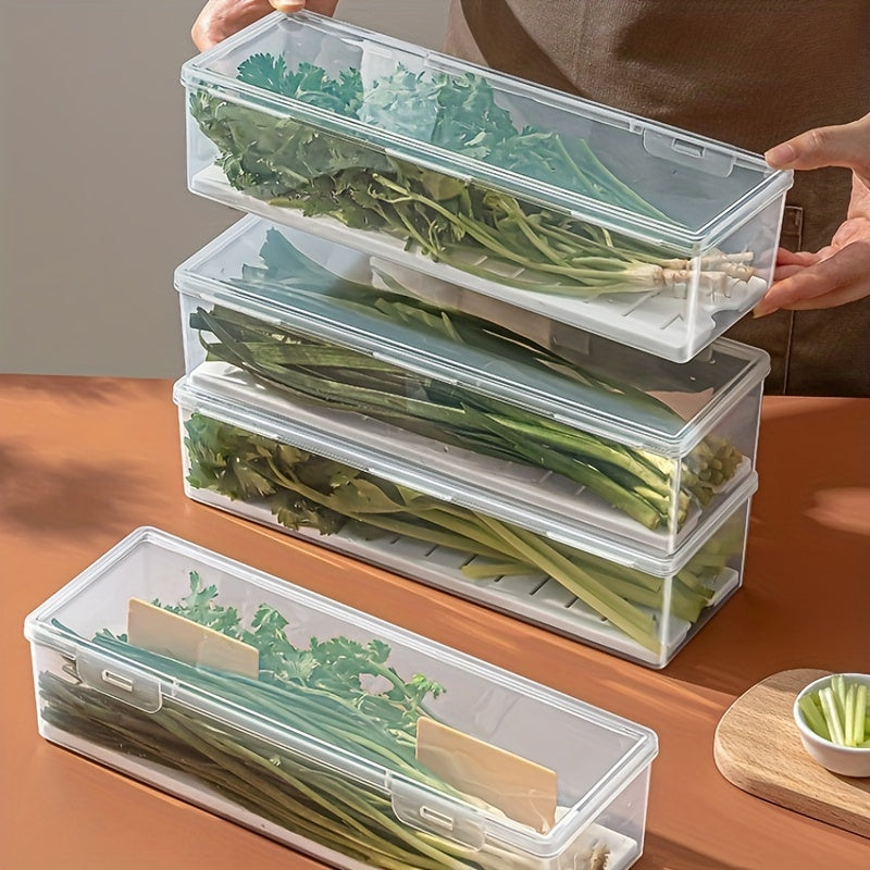 Clear Plastic Vegetable Storage Box with Drainage for Kitchen Organization
